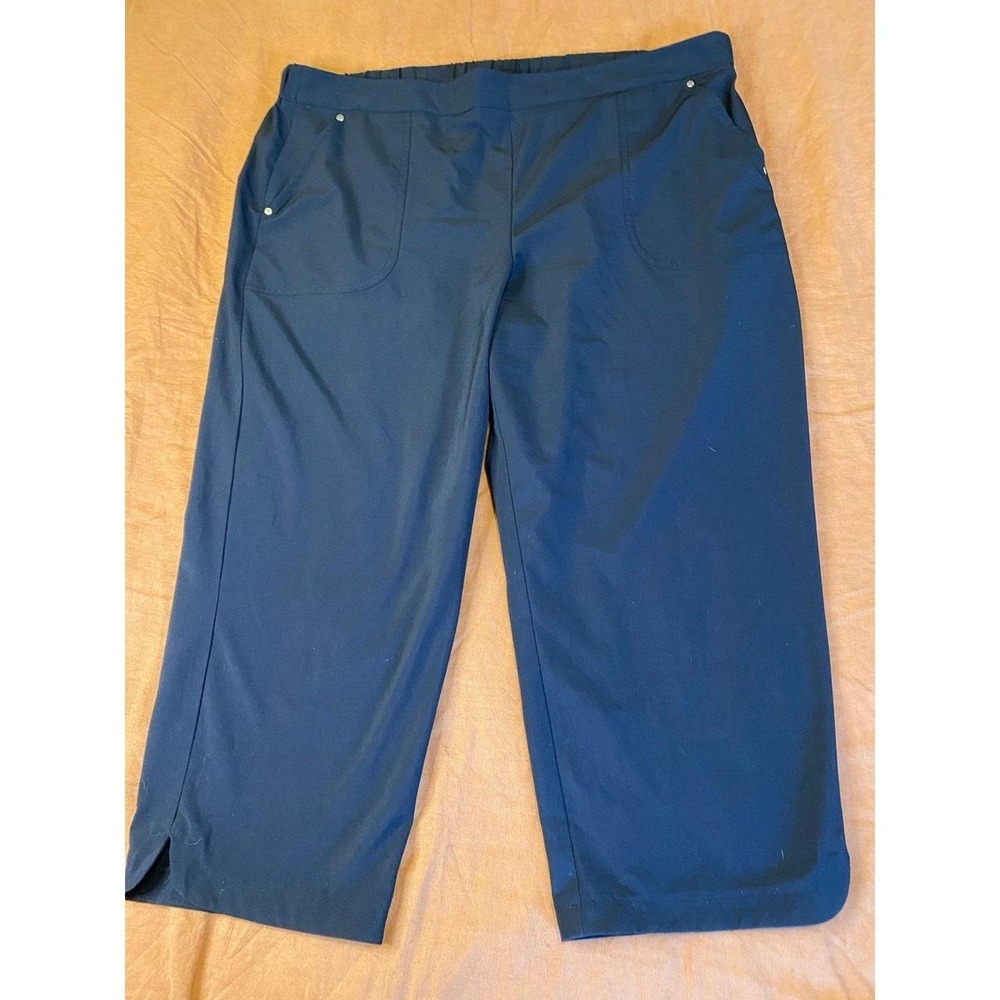 Pants Cropped Women XL Pull-on Stretch Croft & Barrow Black sku54